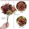2 Bundles Artificial Fall Flowers 2 Colors Fake Roses Silk Bouquets with Hydrangea Autumn Faux Flowers Arrangements for Home Fall Wedding Table Centerpieces Party Decor (Orange and Red)